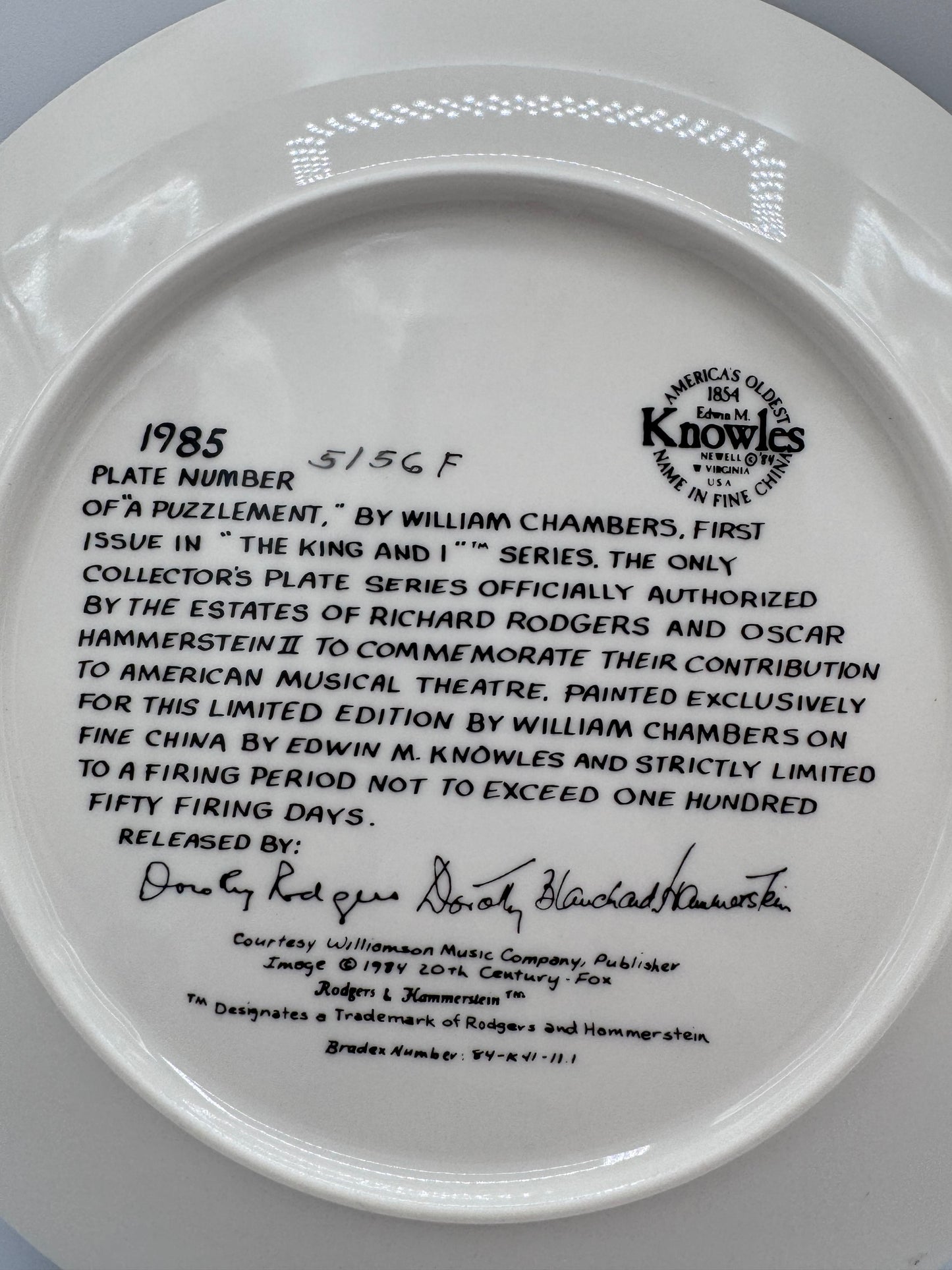 A Puzzlement 1985 William Chambers Collector Plate