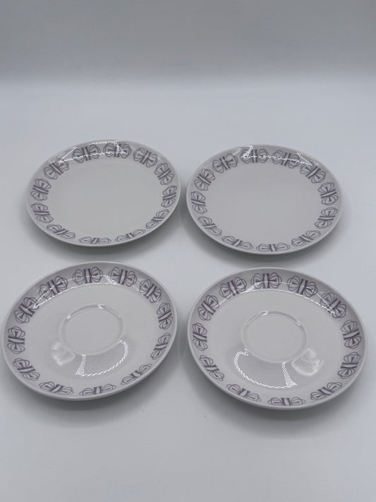 Franciscan Whitestone Ware Merry-Go-Round 4 Piece Plate Saucer Set
