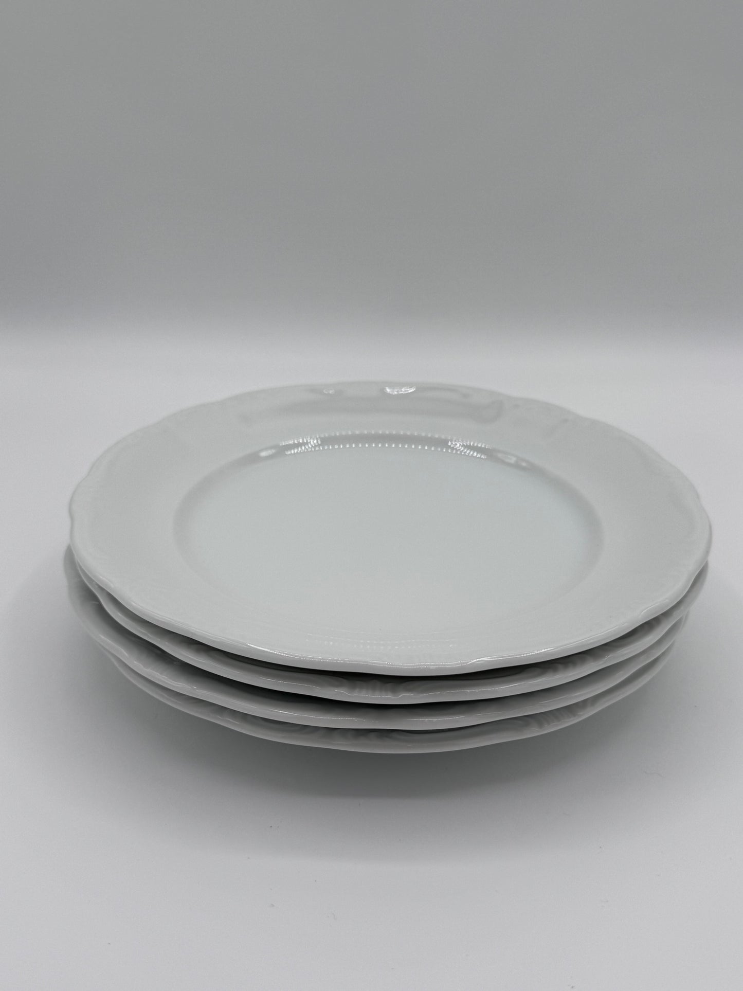 Classic Baroque Porcelain China Japan Off White Set of 4 Salad Plates