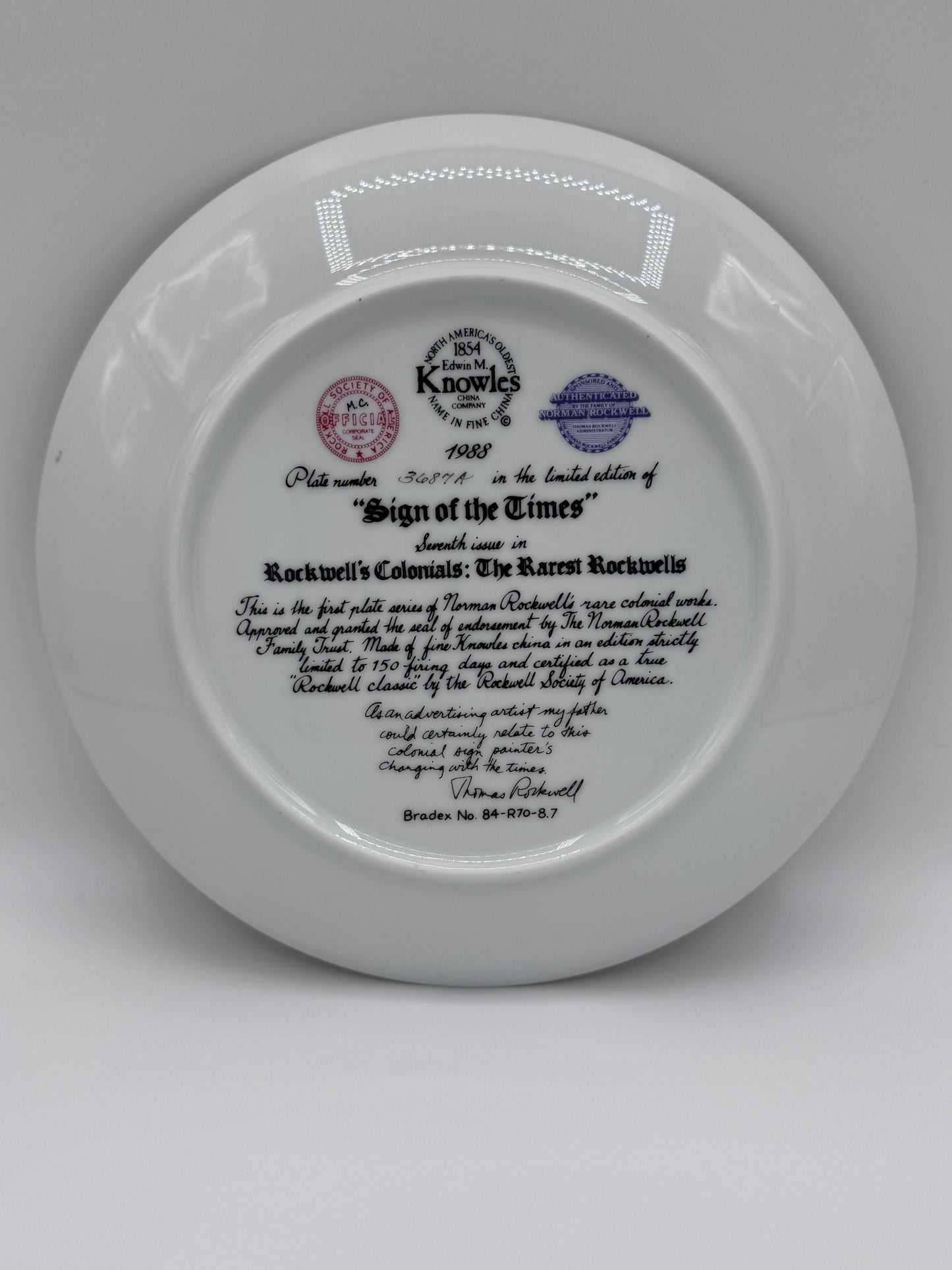 Sign of the Times 1988 Norman Rockwell Collector Plate