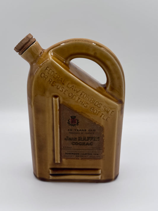 Vintage Antique Empty French Ceramic Decanter Bottle Jean Raffin Cognac