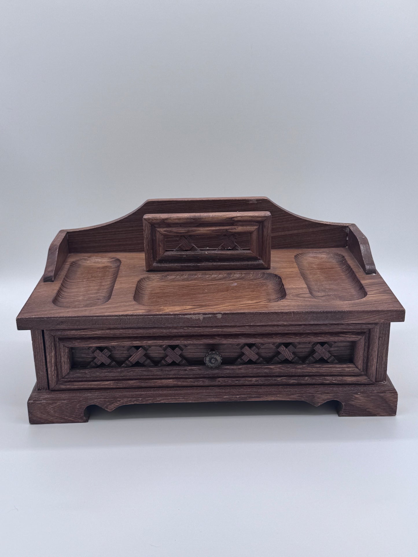 Wood Antique Jewelry Box Top Dresser Valet Storage