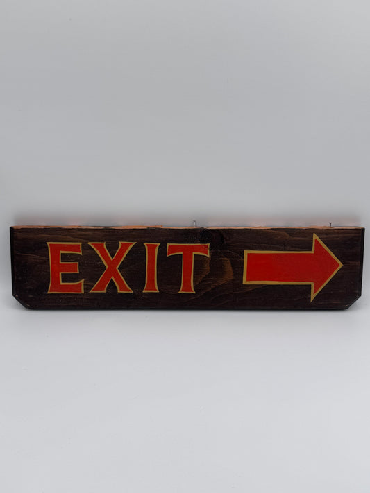 Hand Painted Vintage Wood Exit Sign