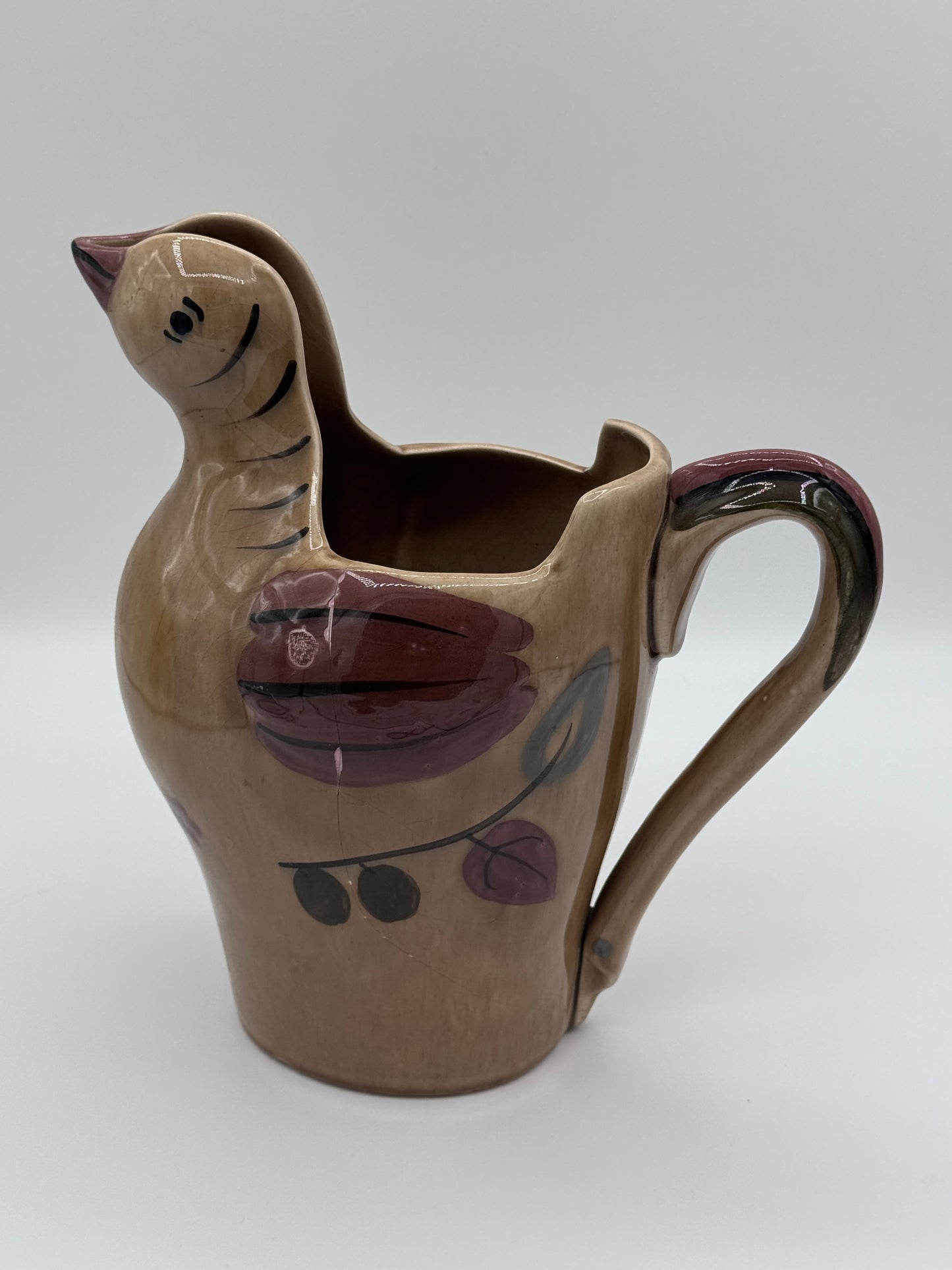 California Cleminson Vintage 1950’s Hand Painted Ceramic Pitcher Distlefink