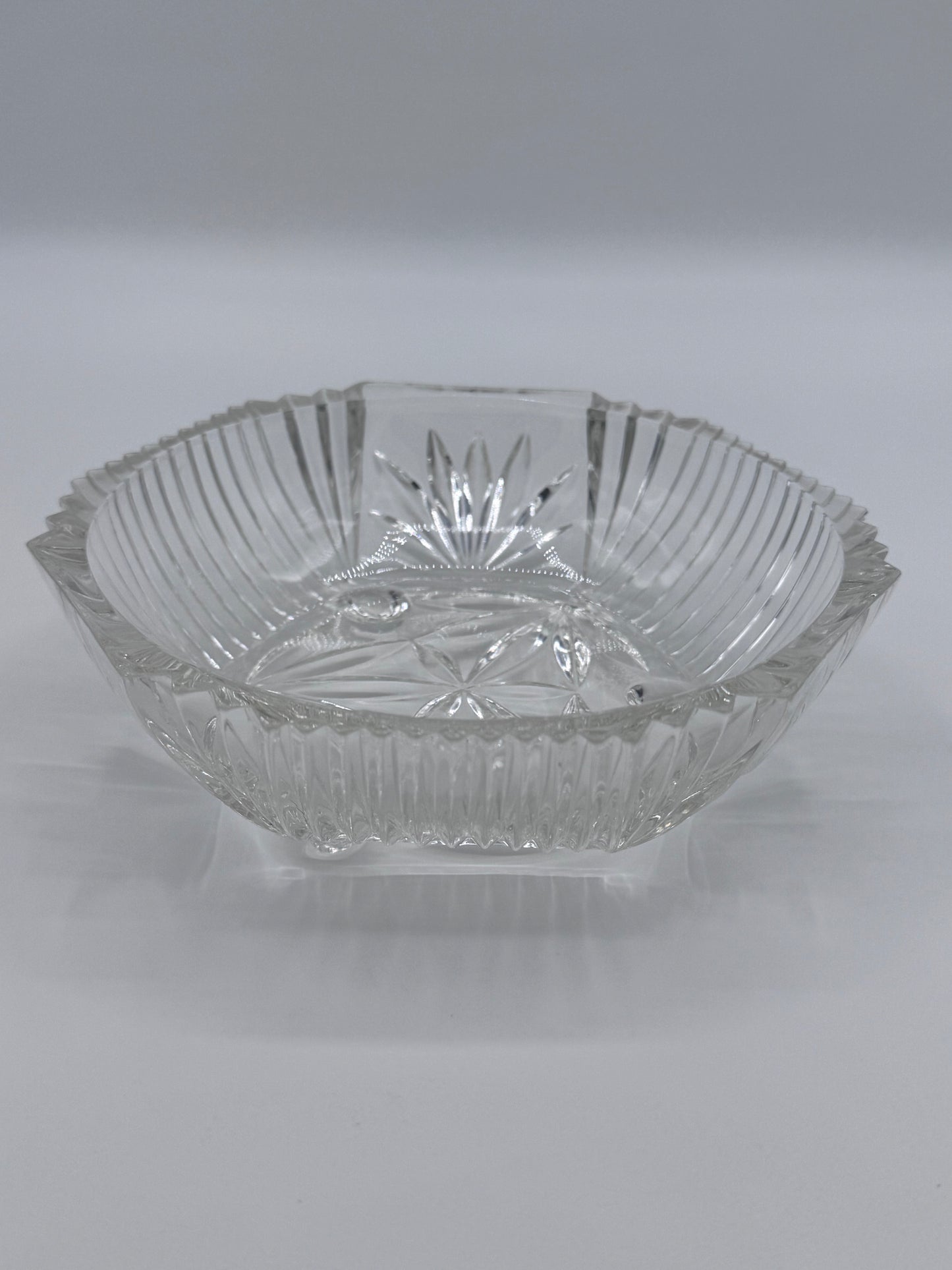 Glass Candy Dish Star Bowl Vintage Design