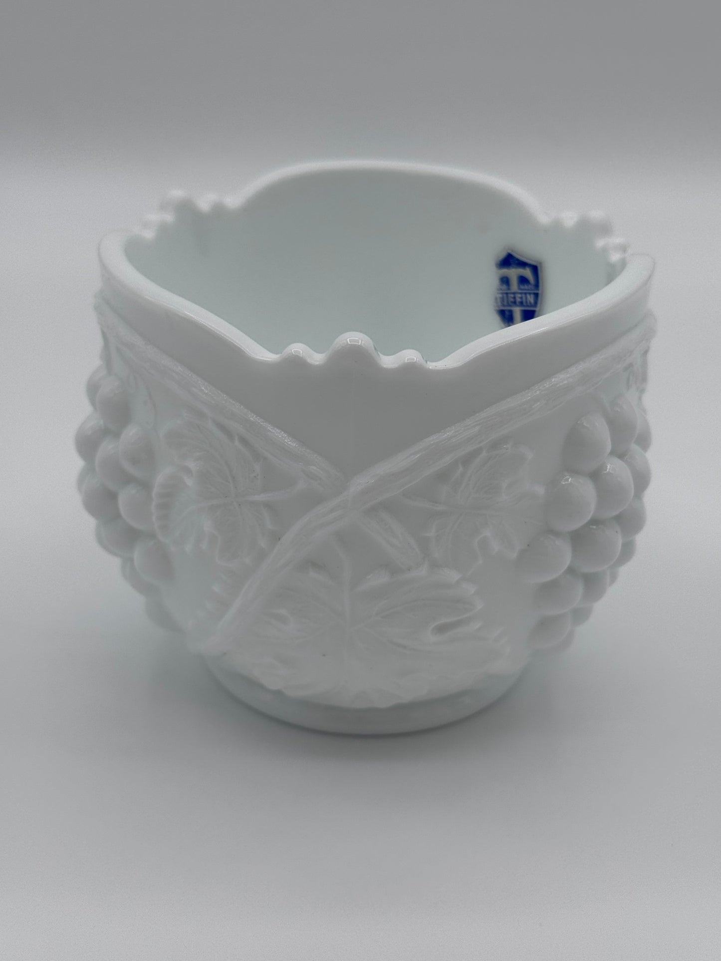 Tiffin Hand Made Grape Design White Milk Bowl