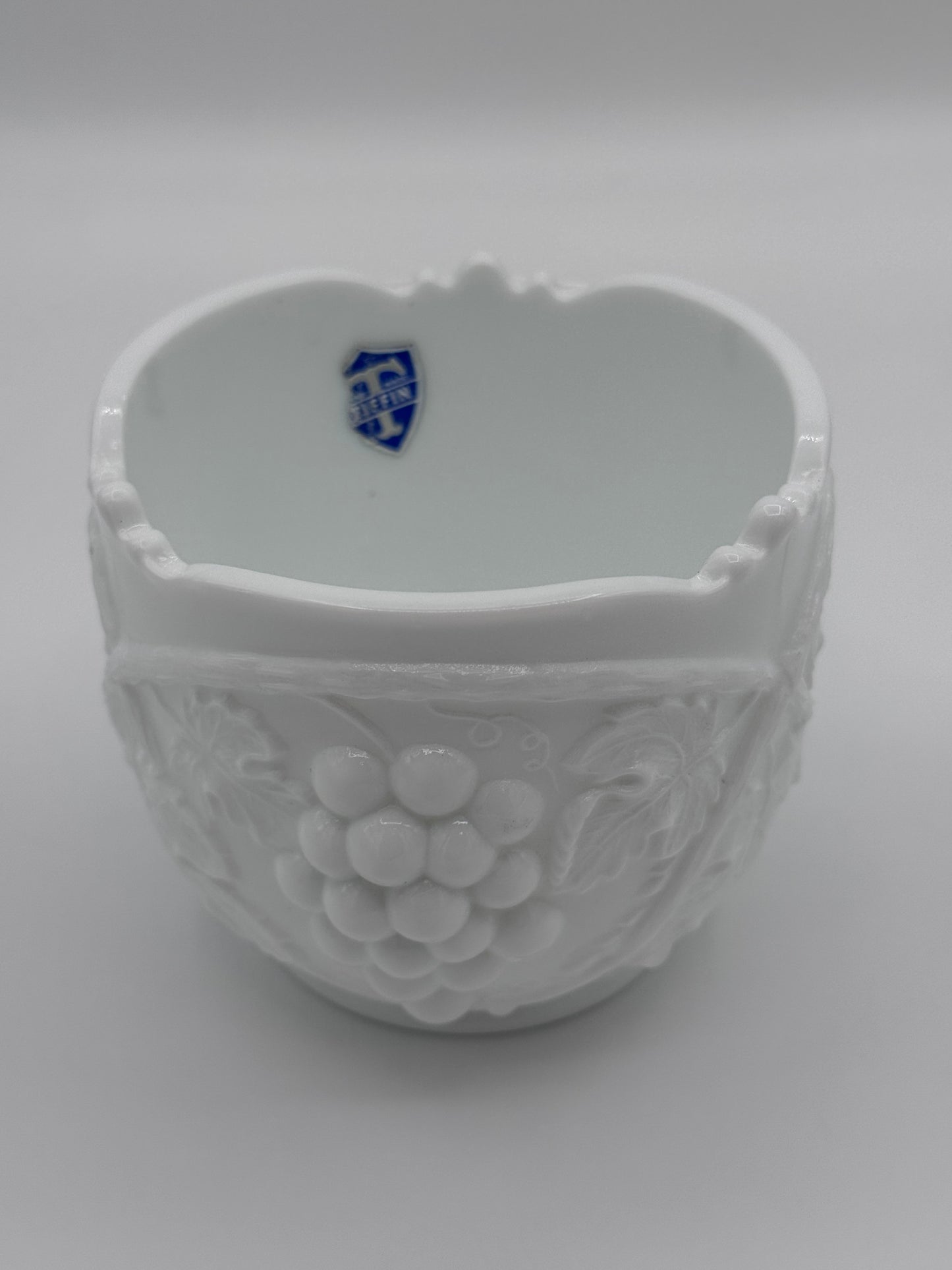 Tiffin Hand Made Grape Design White Milk Bowl
