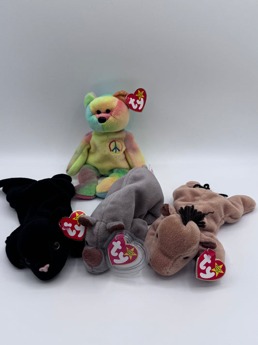Beanie Babies Hang Tag 4th Gen & Tush Tag 5th Gen Set of 4 Babies