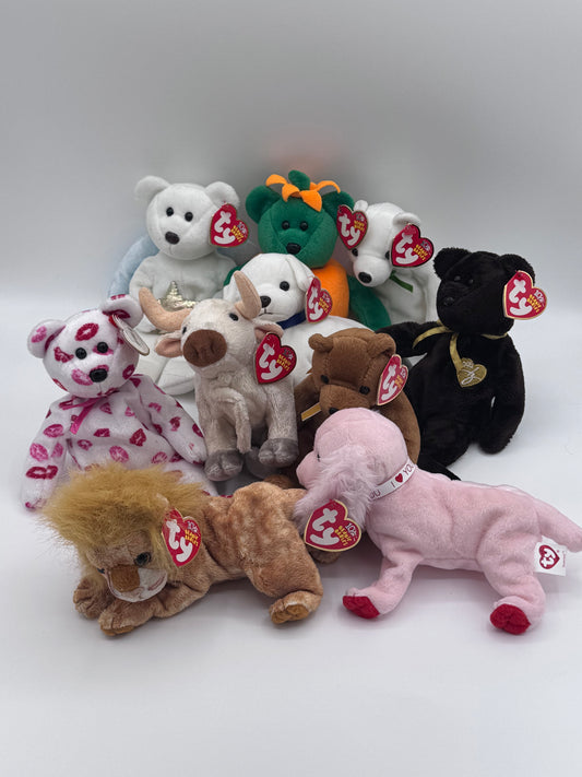 Beanie Babies TY -  Hang Tag 11th Gen & Tush Tag 13th Gen Set of 10 Babies