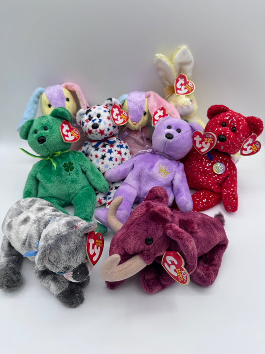 Beanie Babies TY -  Hang Tag 11th Gen & Tush Tag 12th Gen Set of 9