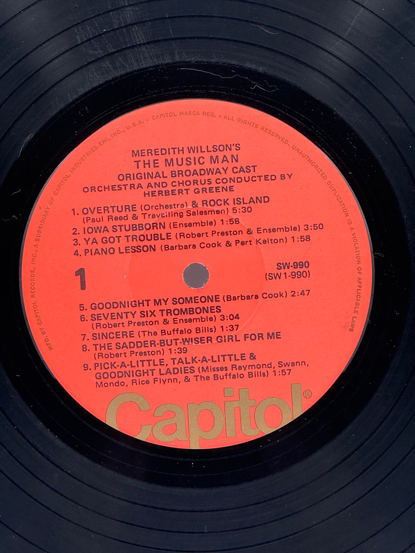 The Music Man Meredith Wilson Musical 1957 Vintage Vinyl Record