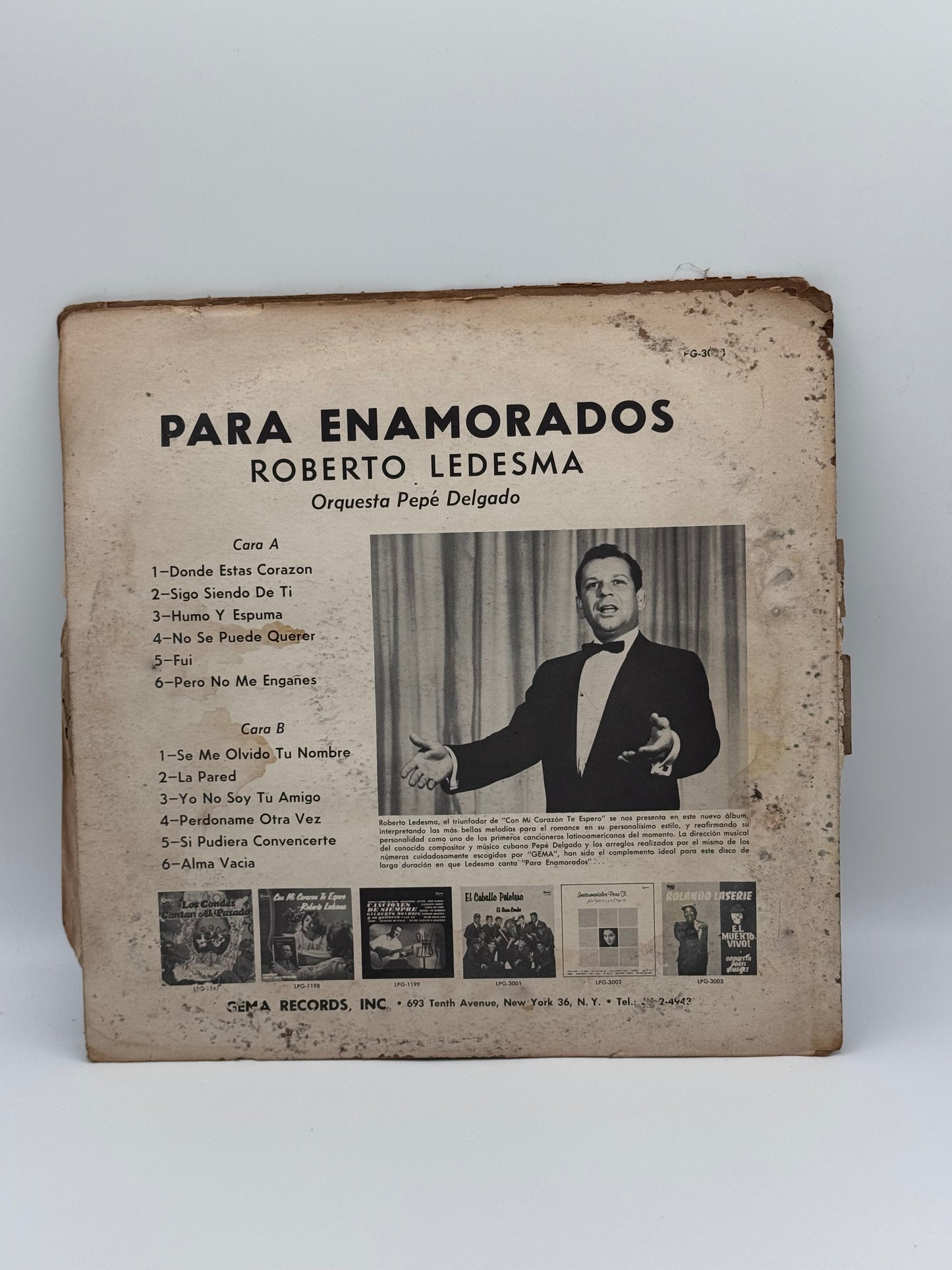 Para Enamorados Roberto Ledesma with Orquesta Pepé Delgado 2000 Vintage Vinyl Record