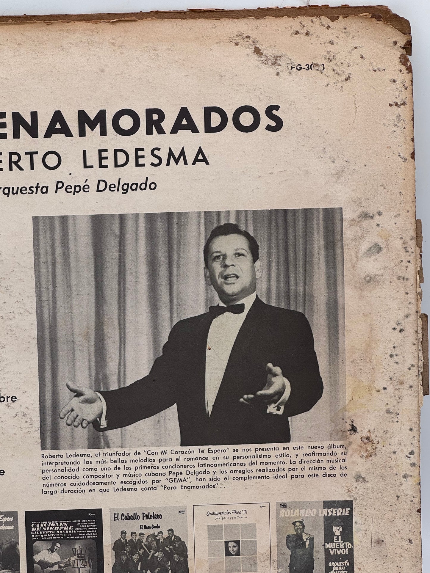 Para Enamorados Roberto Ledesma with Orquesta Pepé Delgado 2000 Vintage Vinyl Record